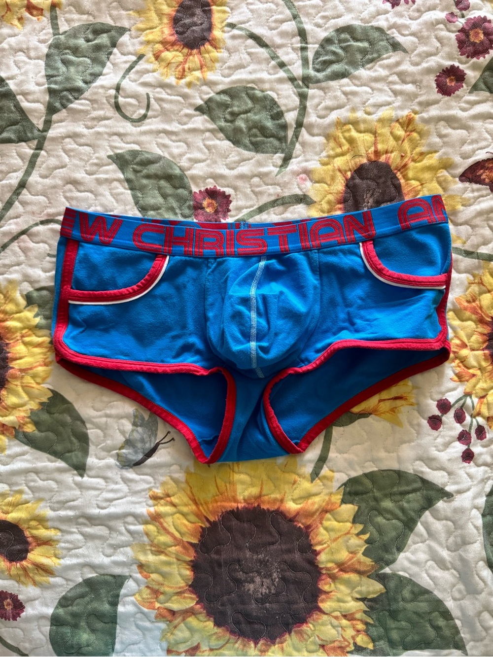 Andrew Christian Blue & Red Men's Trunk Briefs